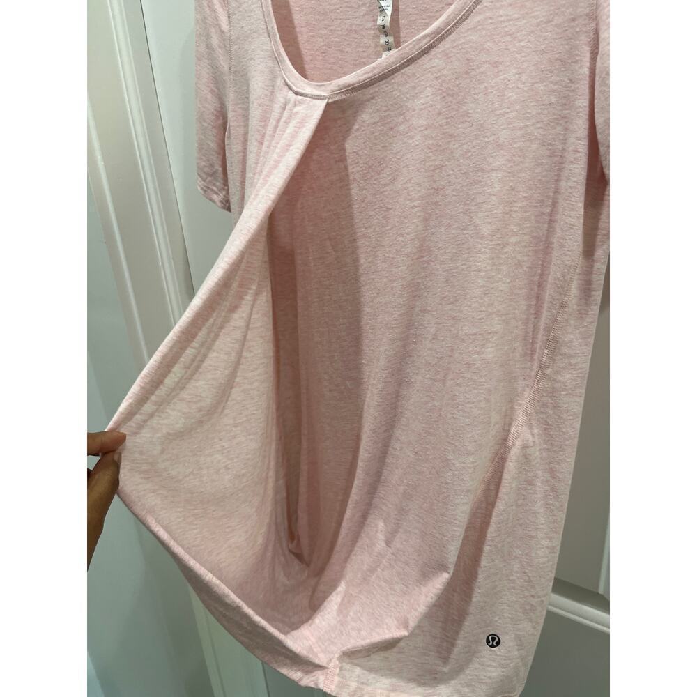 Lululemon Lyocell Short Sleeve Light Pink Draped Front T-Shirt Sz 4 - Picture 3 of 5